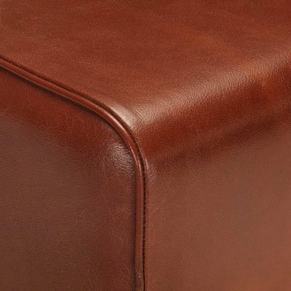 Gym Bok Bench Solid Mango Wood Legs 58 cm Brown Leather Seat Padded