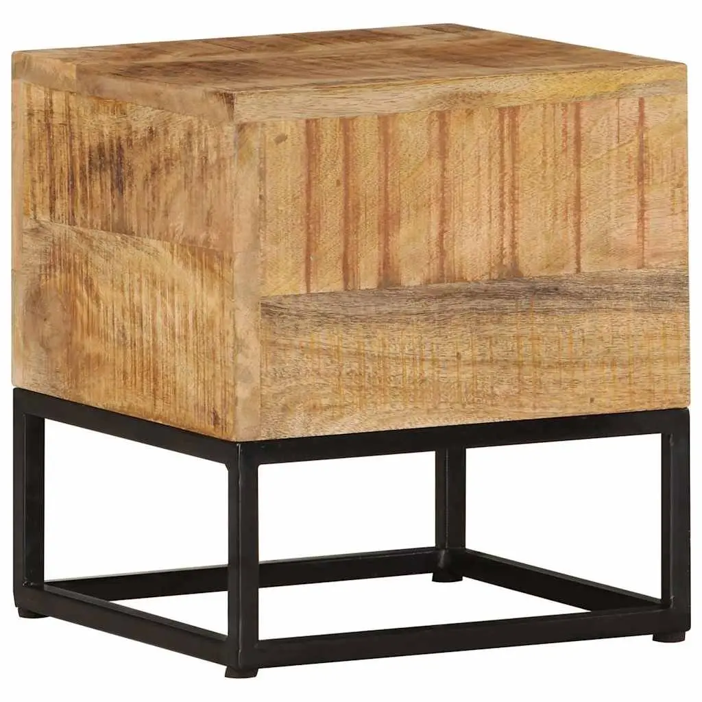 Side Table Rough Mango Wood 30x30x33 cm Brown with Powder Coated Iron Legs for Living Room Entryway