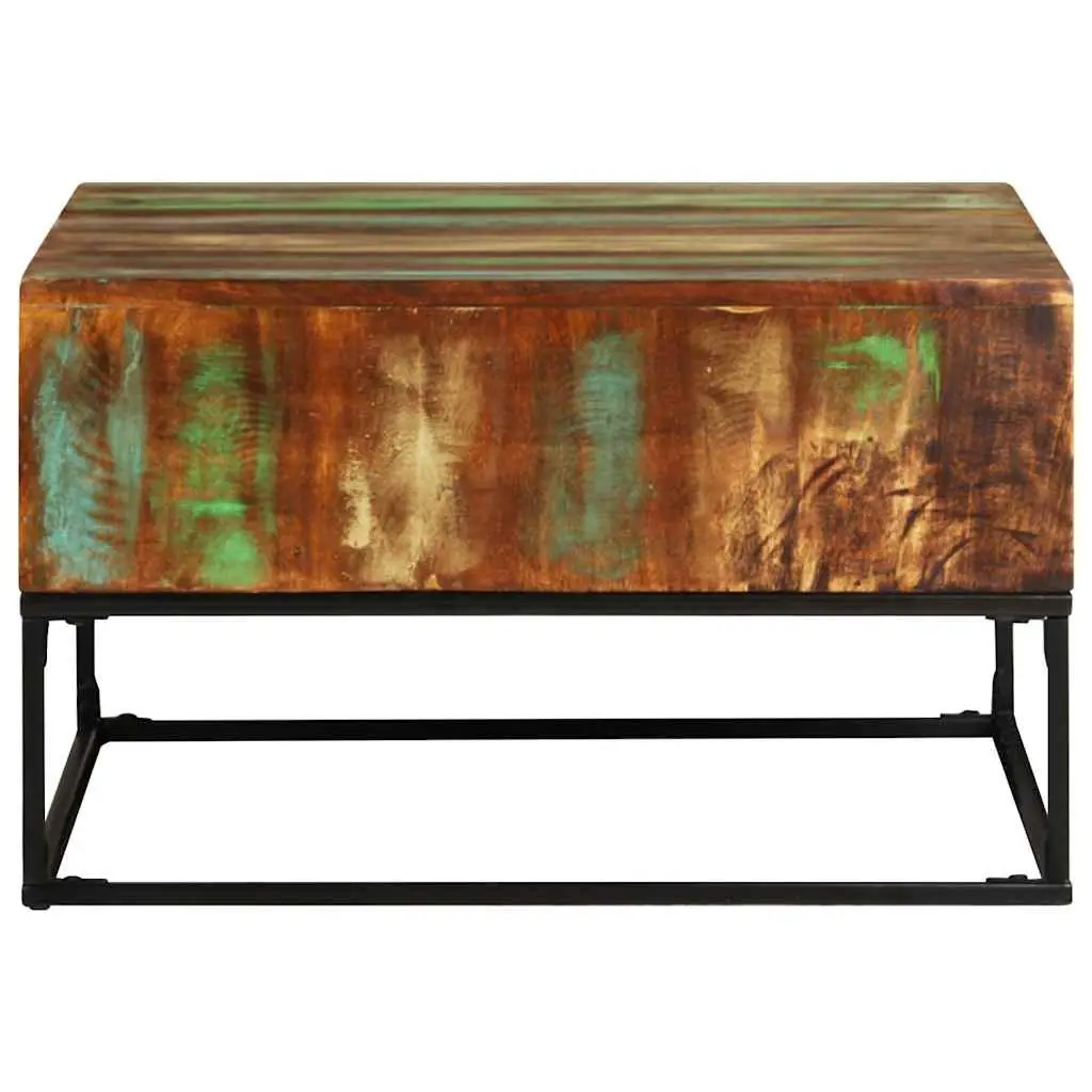 Coffee Table Handmade Solid Reclaimed Wood Brown 68x68x41 cm with Iron Legs Living Room Accent Furniture