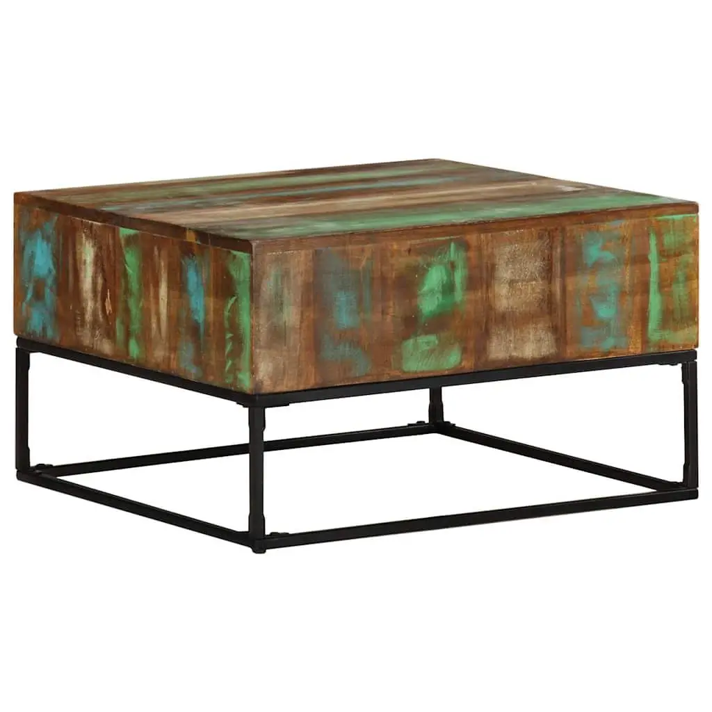 Coffee Table Handmade Solid Reclaimed Wood Brown 68x68x41 cm with Iron Legs Living Room Accent Furniture