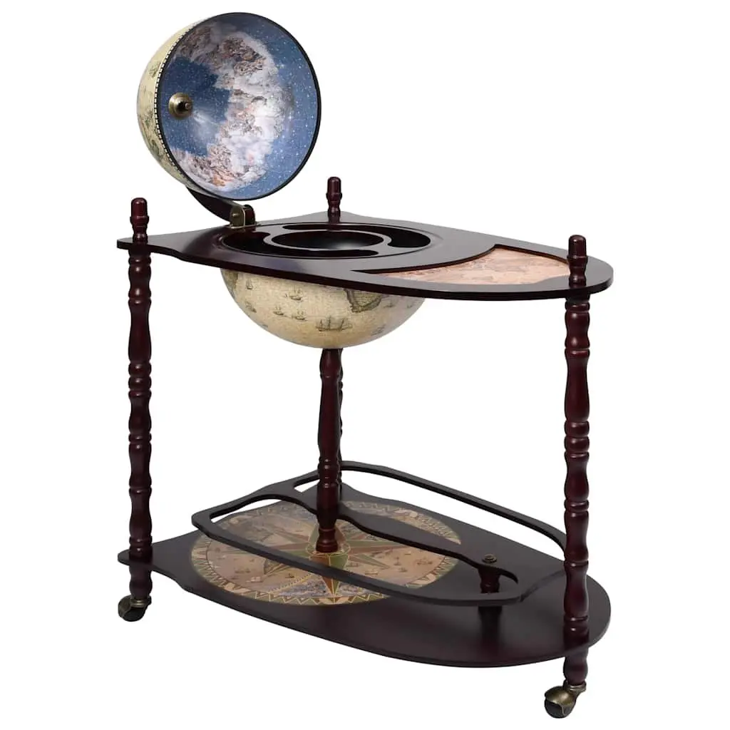 Freestanding Globe Bar Cabinet Wine Stand Green on Wheels