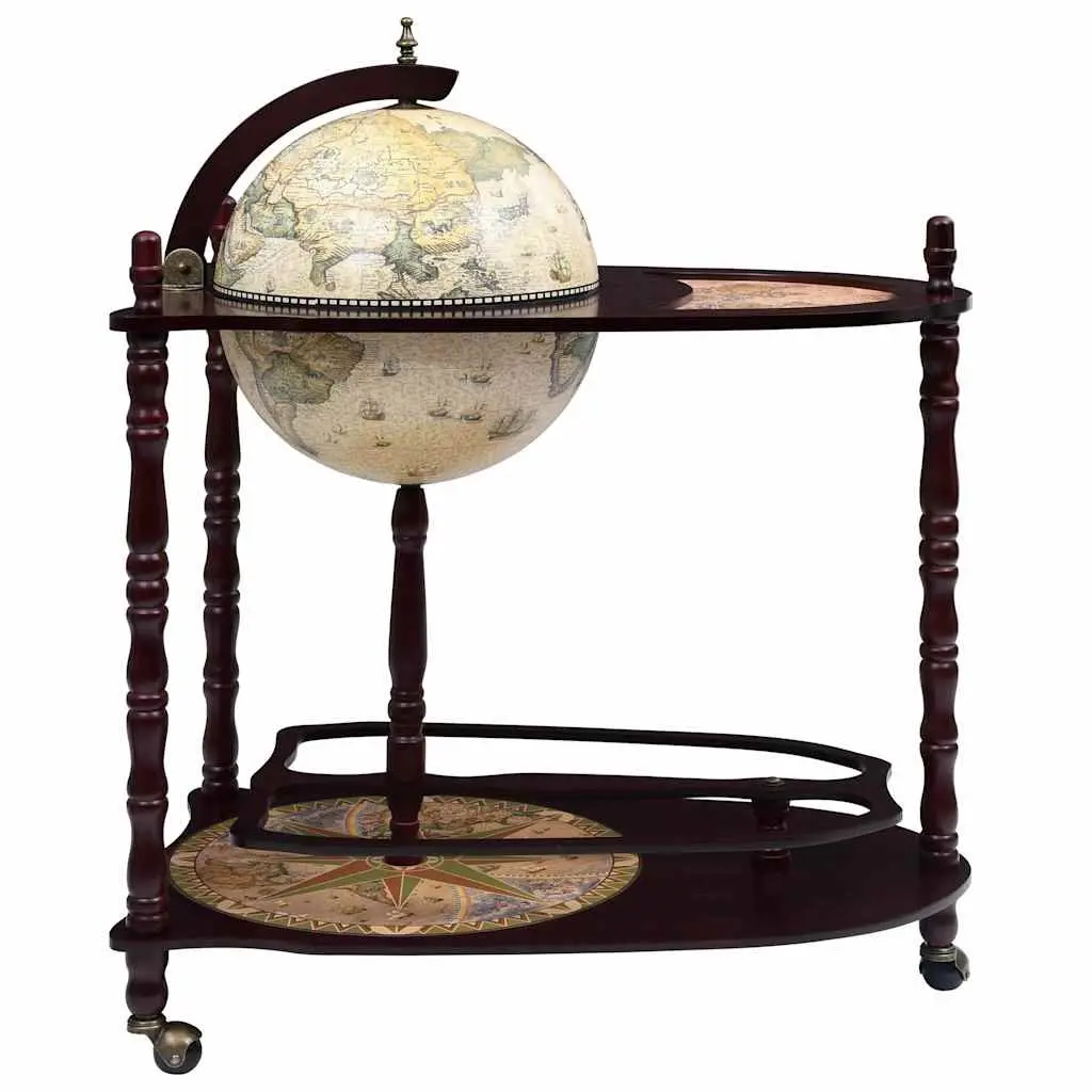 Freestanding Globe Bar Cabinet Wine Stand Green on Wheels