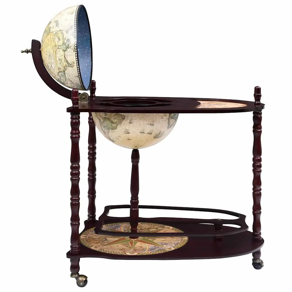 Freestanding Globe Bar Cabinet Wine Stand Green on Wheels