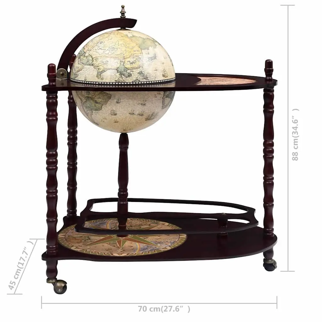 Freestanding Globe Bar Cabinet Wine Stand Green on Wheels