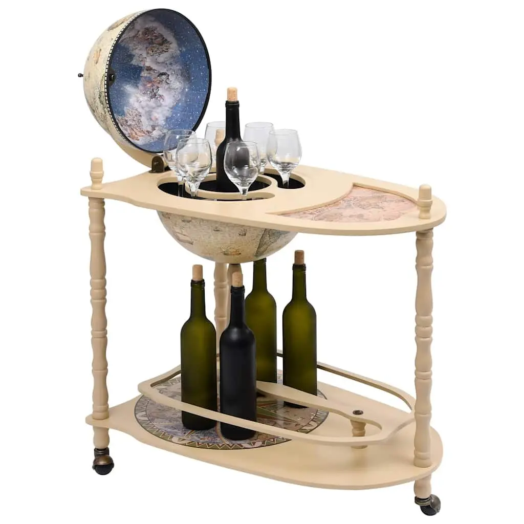 Freestanding Globe Bar Wine Cabinet with Table Base Wheels Green Storage