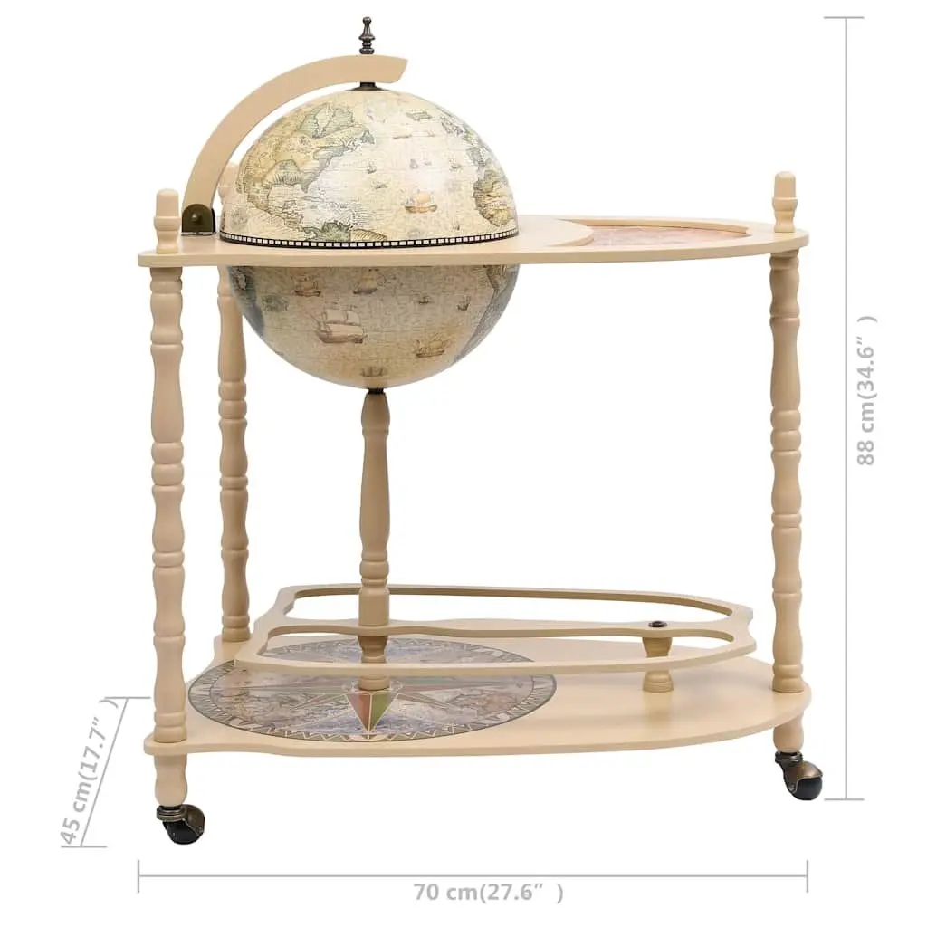 Freestanding Globe Bar Wine Cabinet with Table Base Wheels Green Storage