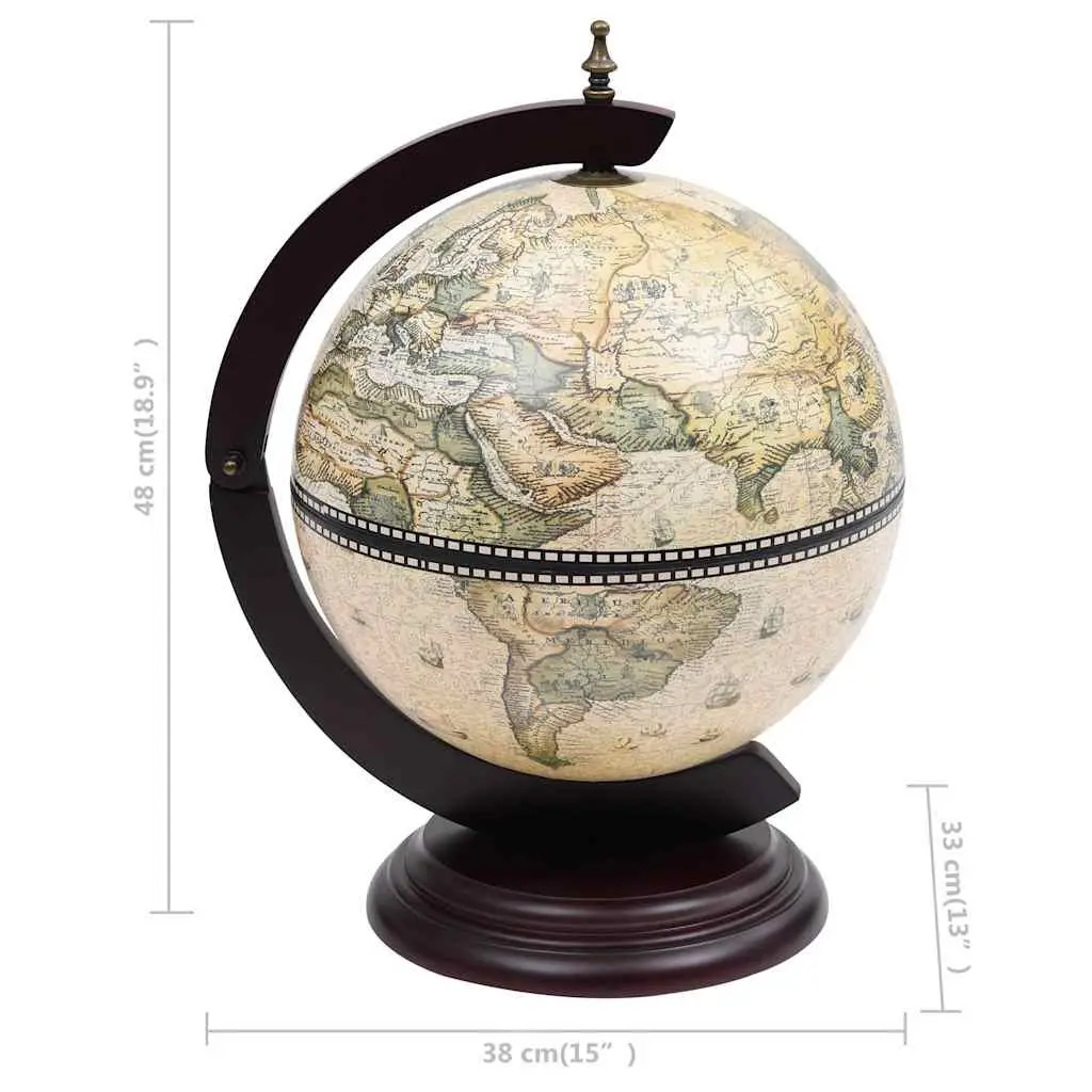 Tabletop Globe Bar Eucalyptus Wood Rotating Storage Cabinet Green