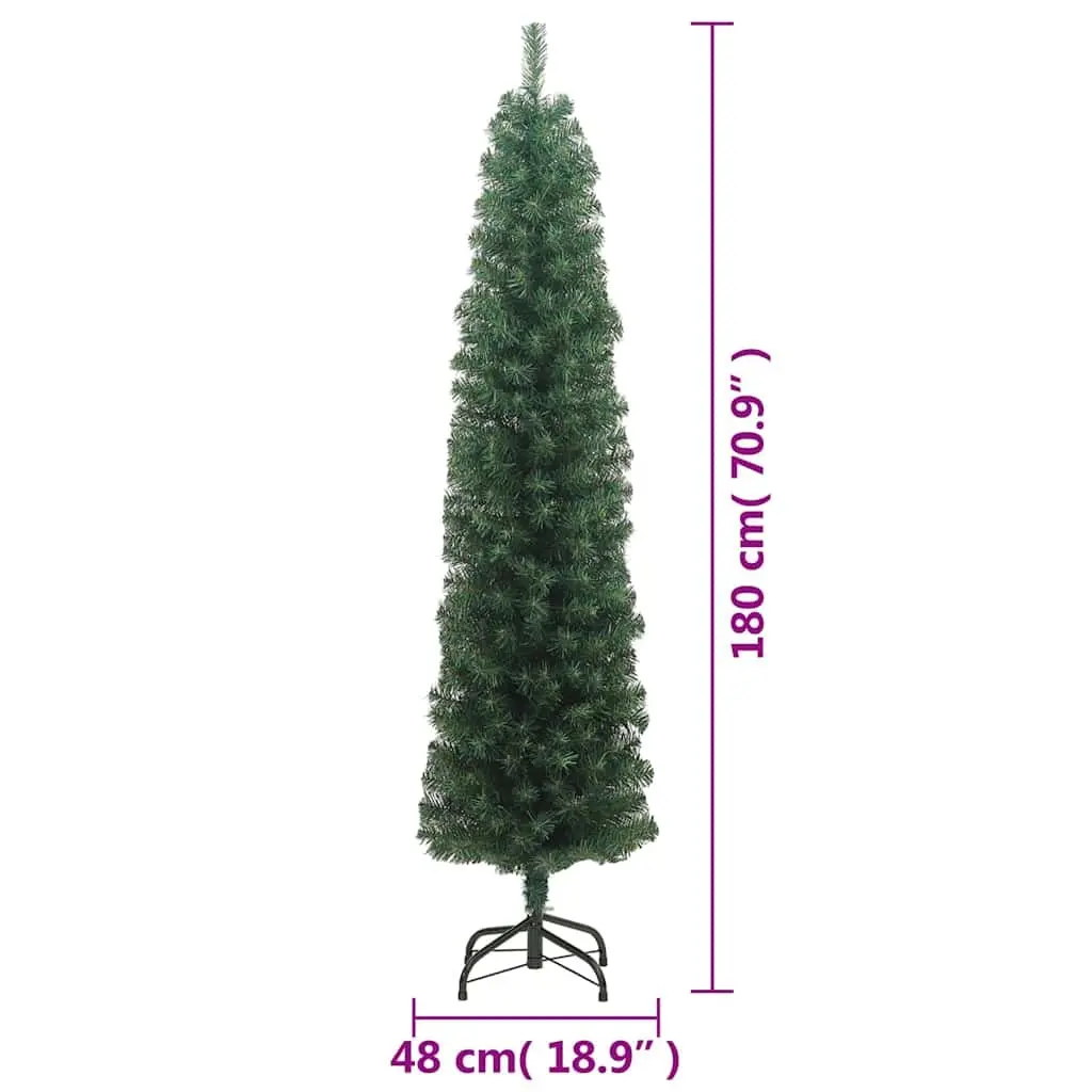Slim Artificial Christmas Tree Green 180cm Seasonal Holiday Home Decor