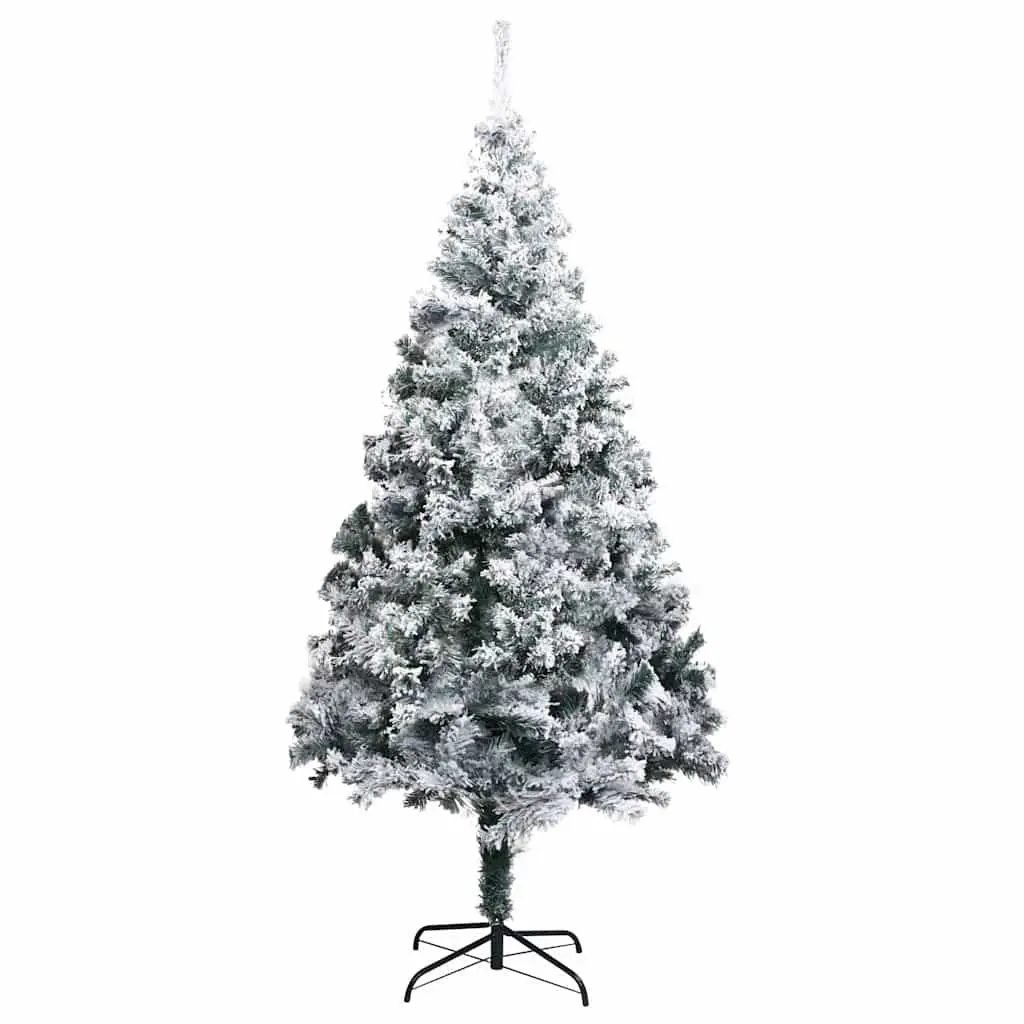 Artificial Christmas Tree PVC 180cm Green Flocked Snow Metal Stand
