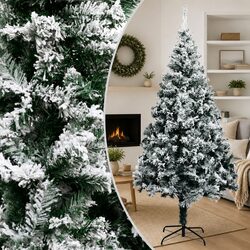 Ideal Indoor and Outdoor 210cm Flocked Christmas Tree