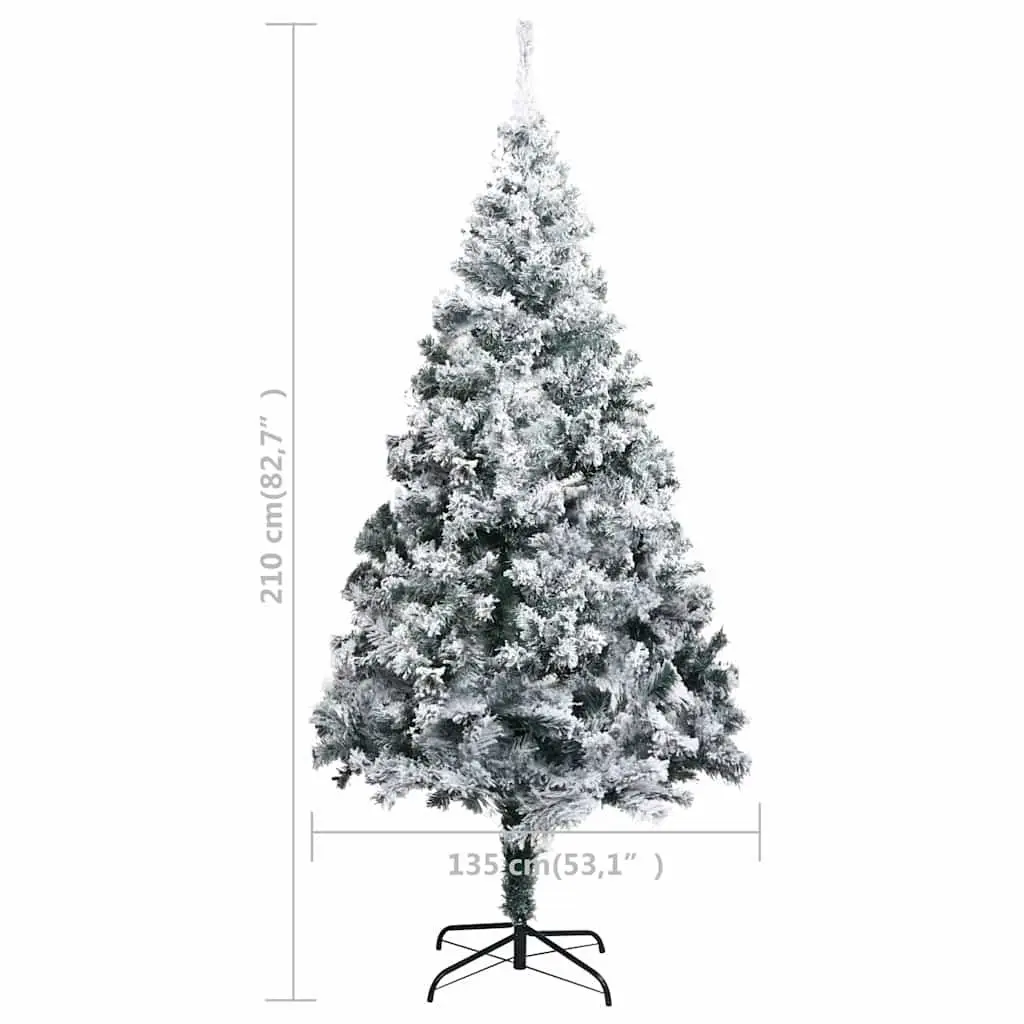 Artificial Christmas Tree 210cm PVC Green Flocked Branches Adjustable with Metal Stand