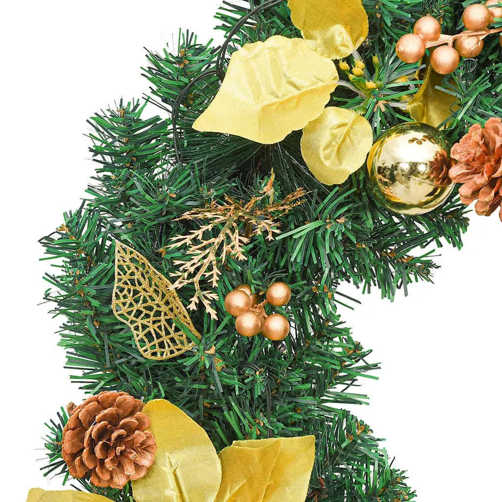 LED Christmas Garland Green PVC 2.7m with Decorative Accents for Indoor Outdoor Holiday Decor