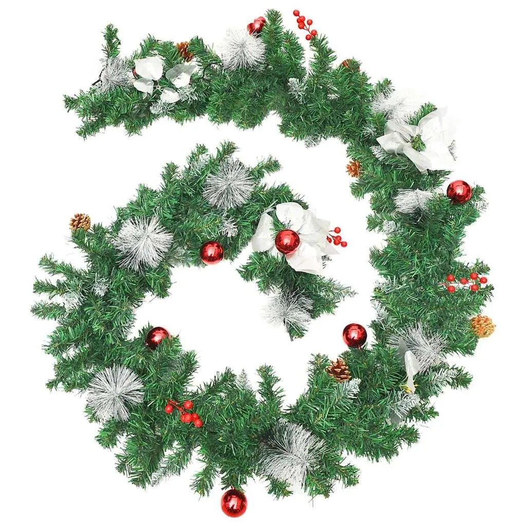 Christmas Garland LED Lights PVC 2.7m Green White Silver Red