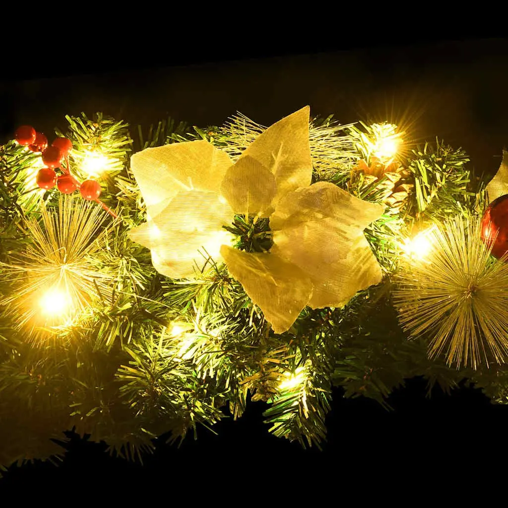 Christmas Garland LED Lights PVC 2.7m Green White Silver Red