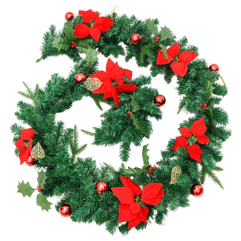 Christmas Garland LED Lights Green PVC 2.7m Holiday Home Decor Indoor Outdoor