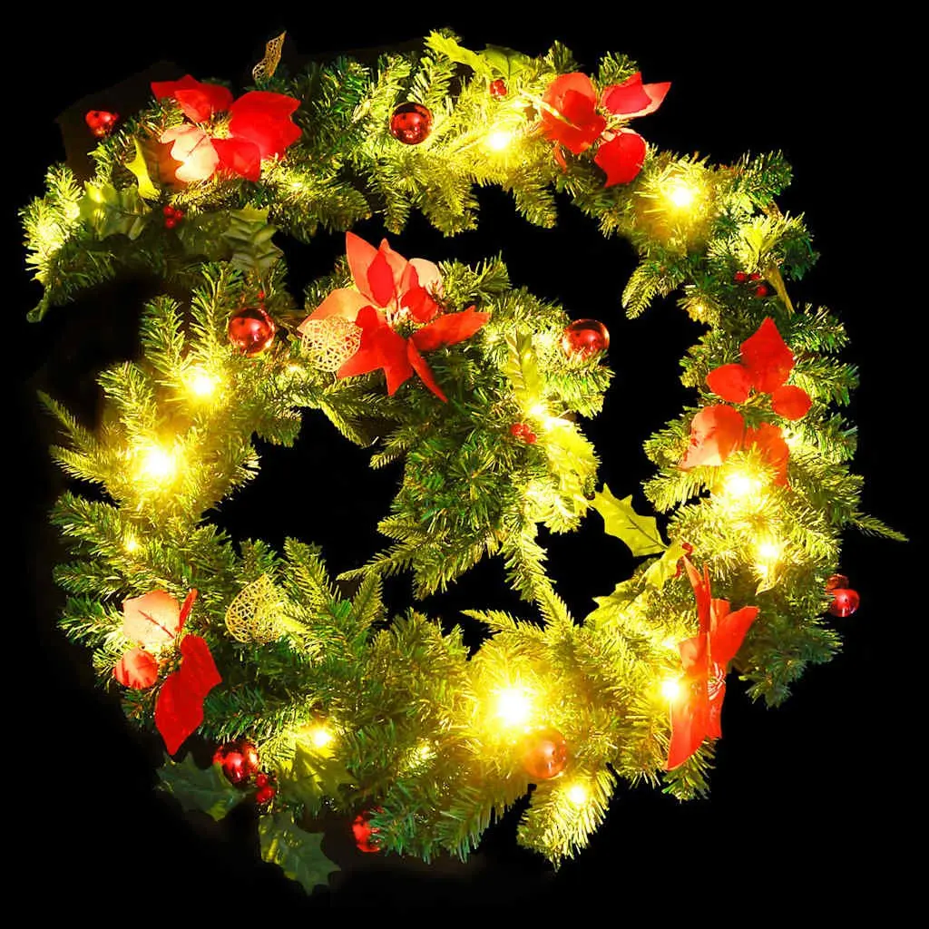 Christmas Garland LED Lights Green PVC 2.7m Holiday Home Decor Indoor Outdoor