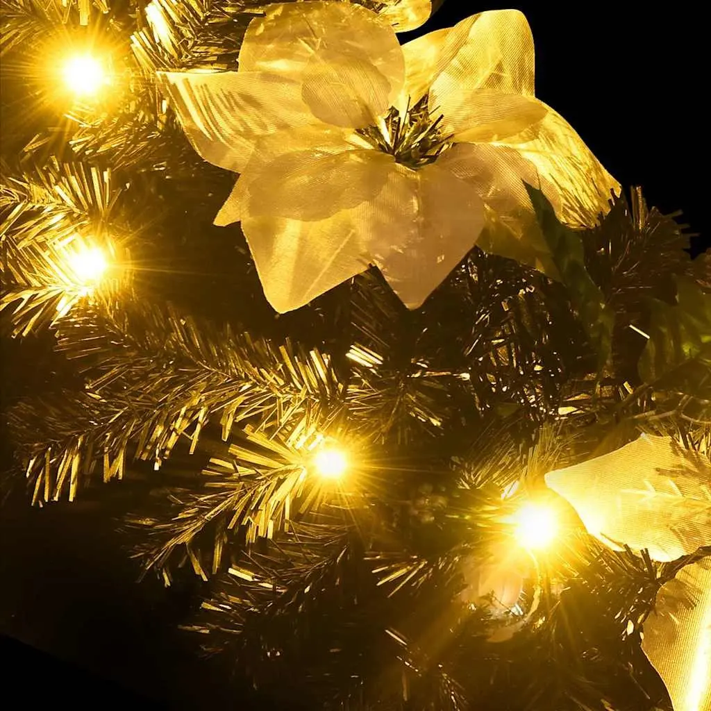 Christmas Garland PVC 2.7m Black with Silver LED Lights Indoor Outdoor Decoration