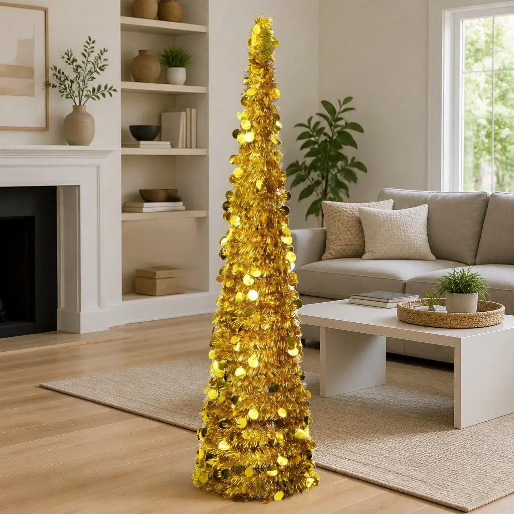Gold Pop-Up Christmas Tree for Seasonal Use