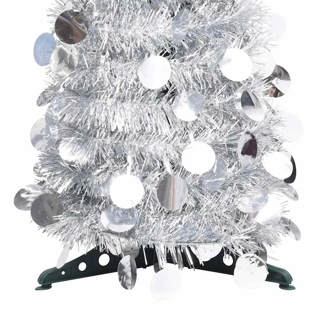Silver Pop-Up Artificial Christmas Tree 120cm Lightweight Collapsible Holiday