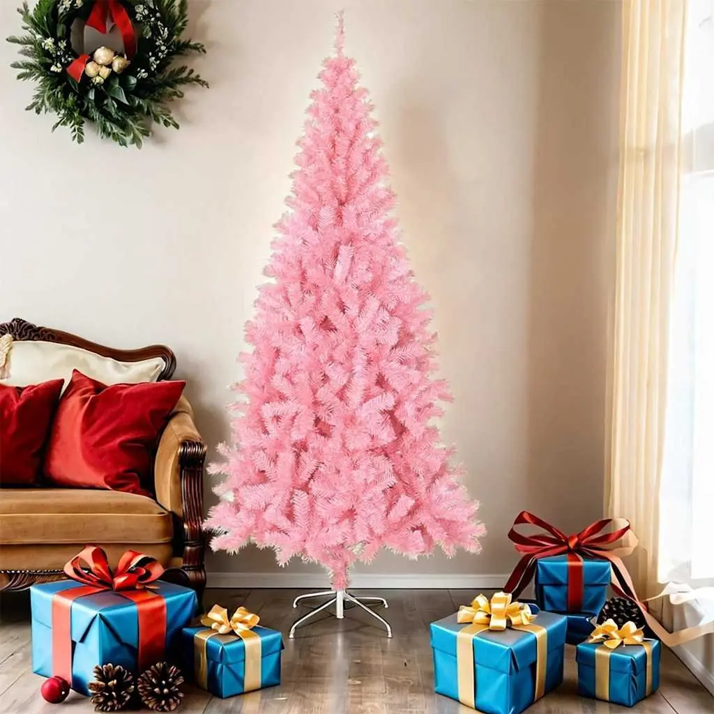Artificial Christmas Tree PVC 180cm Pink with Steel Stand