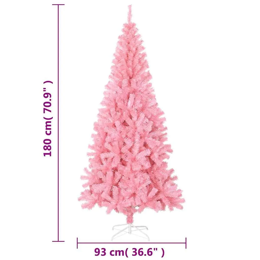 Artificial Christmas Tree PVC 180cm Pink with Steel Stand