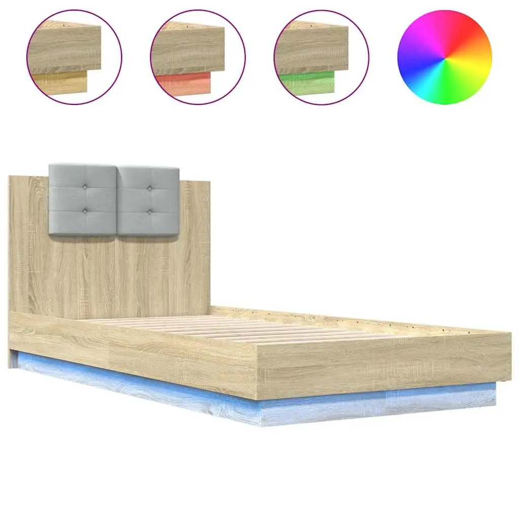 Bed Frame with RGB LED Headboard for Any Bedroom 90x190cm