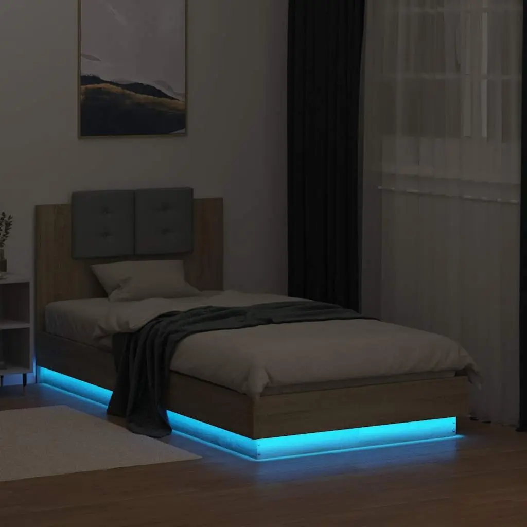 Bed Frame with RGB LED Headboard for Any Bedroom 90x190cm