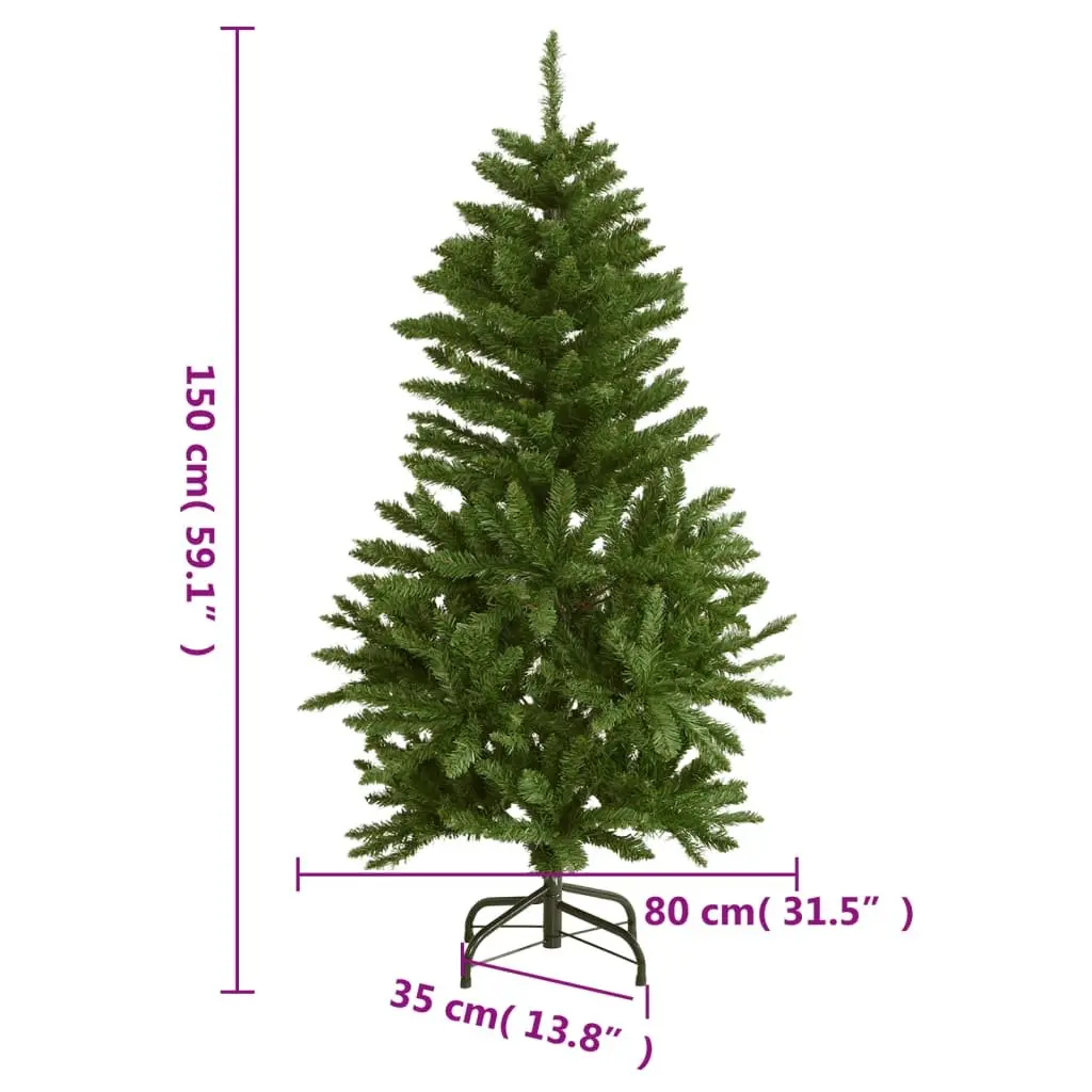 Artificial Christmas Tree Hinged 150cm Green with 150 LEDs