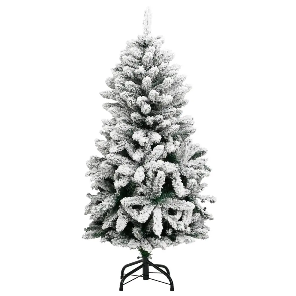 Artificial Christmas Tree Hinged 150cm Green with Flocked Snow 150 LEDs