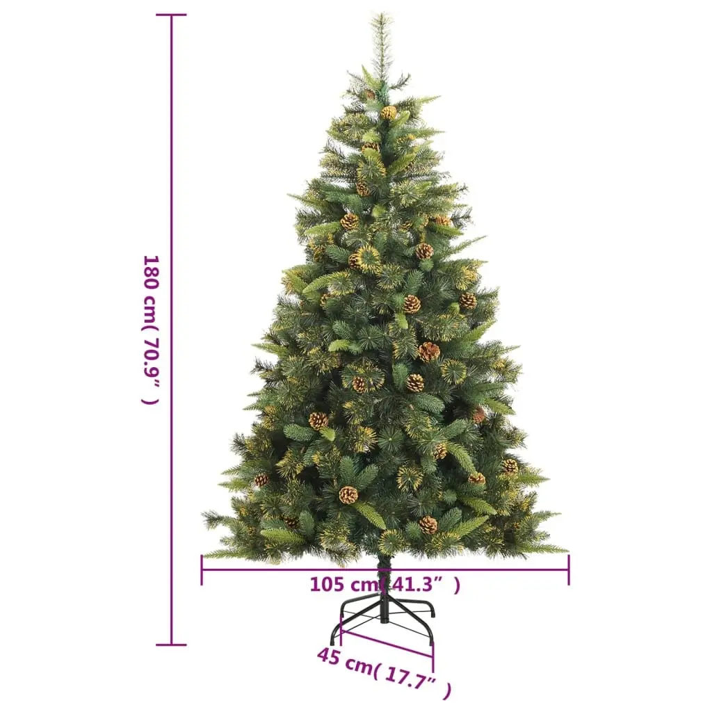 Artificial Christmas Tree Hinged 180cm PE Tips Green with 300 LEDs