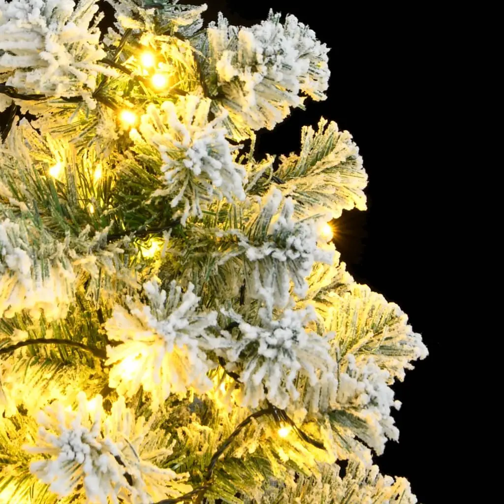 Artificial Christmas Tree Green 120cm Hinged with 150 LEDs Flocked Snow Holiday Decoration