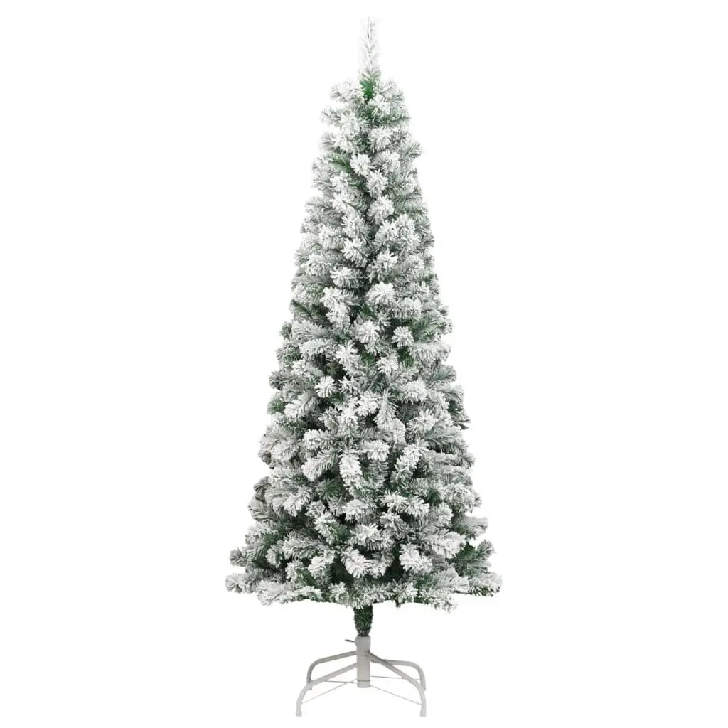 Artificial Hinged Christmas Tree Green 180cm Flocked Snow with 300 LEDs