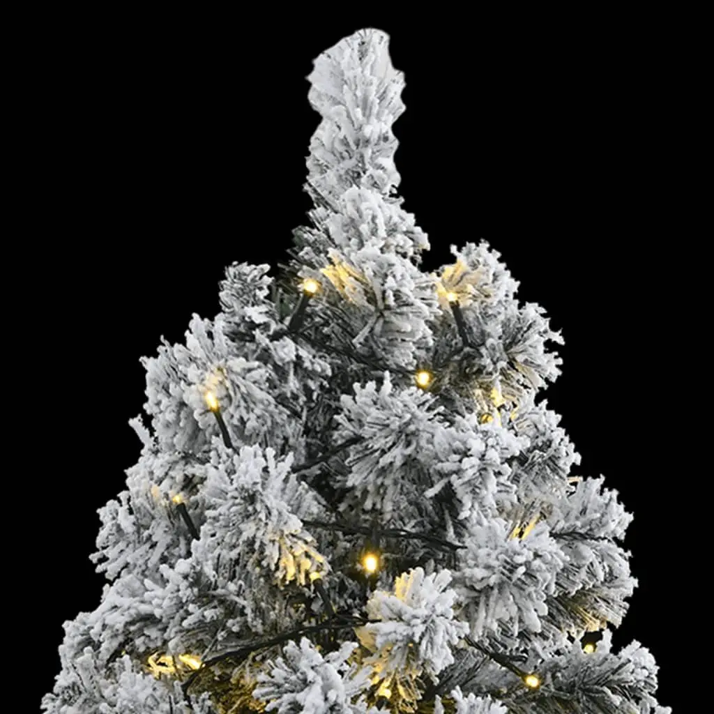 Artificial Hinged Christmas Tree Green 180cm Flocked Snow with 300 LEDs