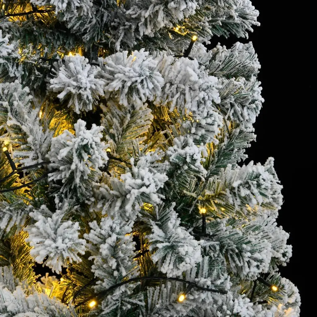 Artificial Hinged Christmas Tree Green 180cm Flocked Snow with 300 LEDs