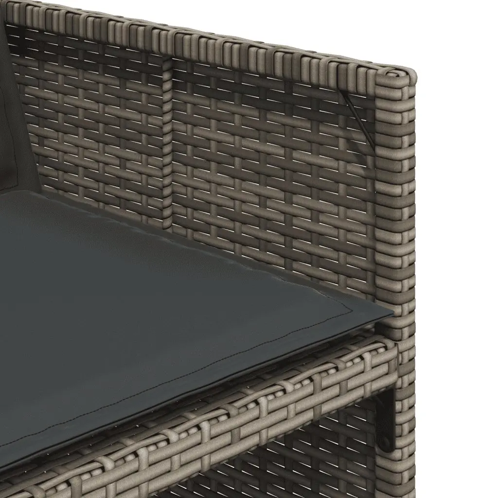 Outdoor Furniture Set 5 Piece Grey PE Rattan Chairs Table with Tempered Glass Top and Padded Cushions for Garden Patio Dining