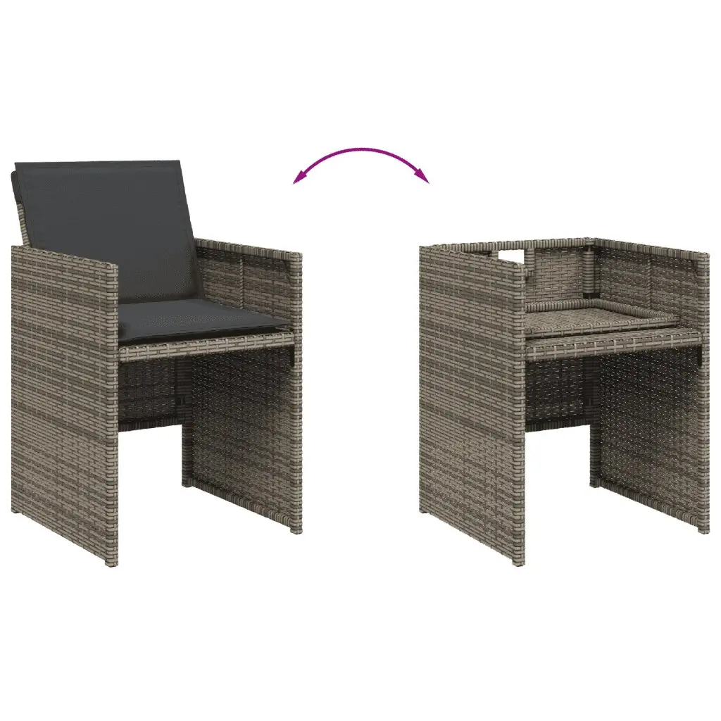 7 Piece Garden Dining Set Poly Rattan Grey Outdoor Patio Table Chairs Cushions