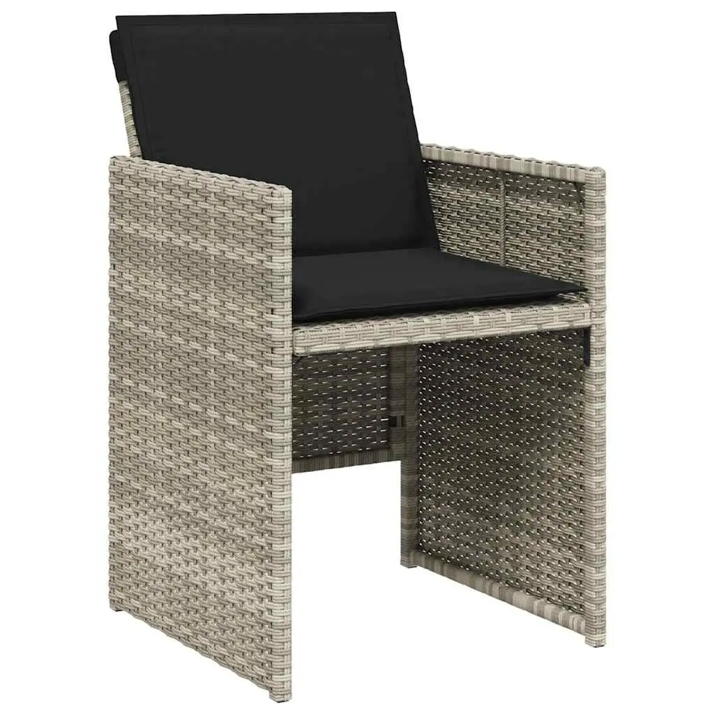 7 Piece Patio Dining Set Lightweight PE Rattan Light Grey Garden Furniture with Cushions and Tempered Glass Tabletop for Outdoor Use