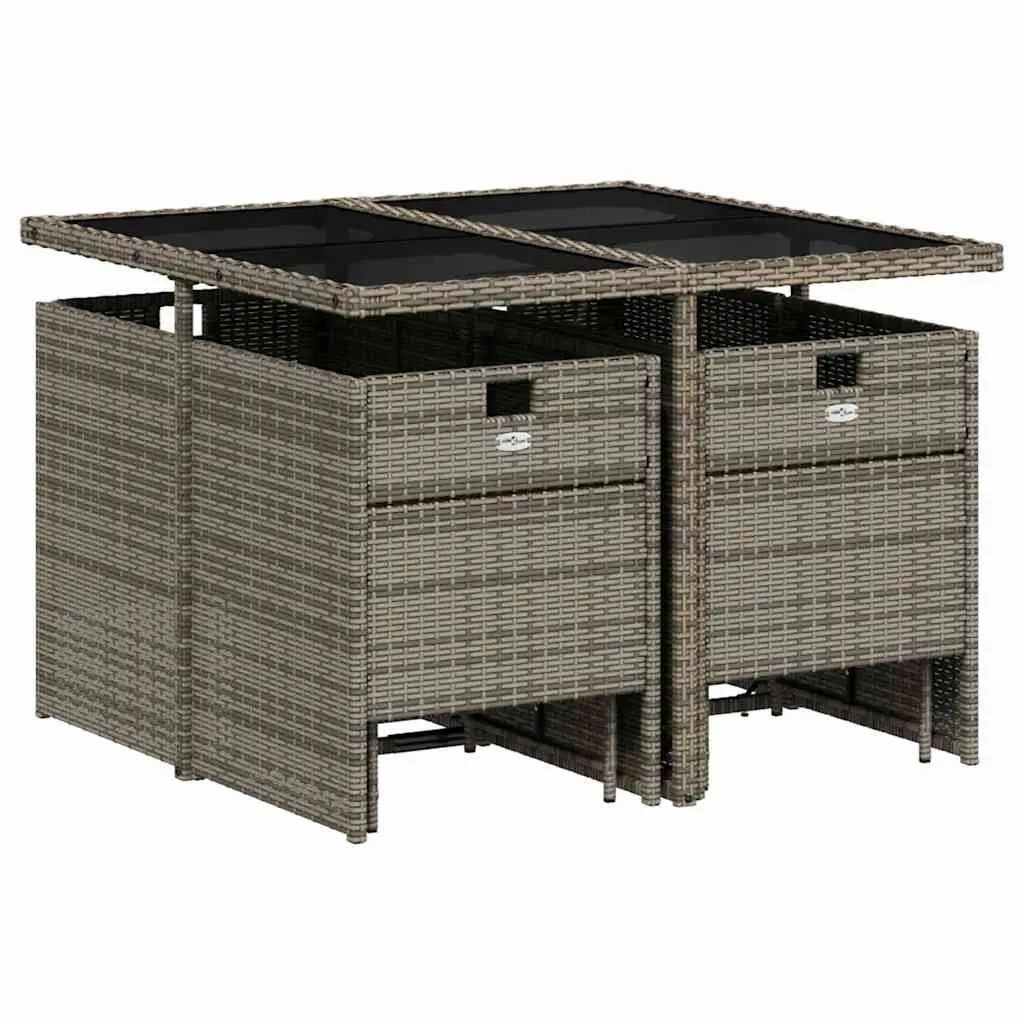 9 Piece Outdoor Dining Set Grey Poly Rattan Chairs Table Patio Furniture
