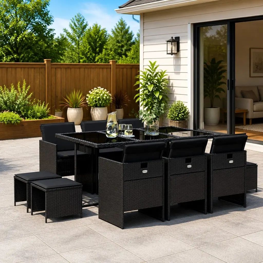 11 Piece Dining Set for Outdoor Use