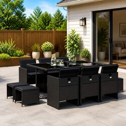 Practical 11 Piece Dining Set for Outdoor Use