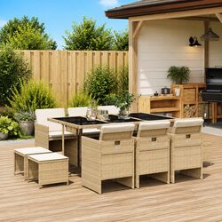Functional 11-Piece Garden Dining Set for Patio Relaxation