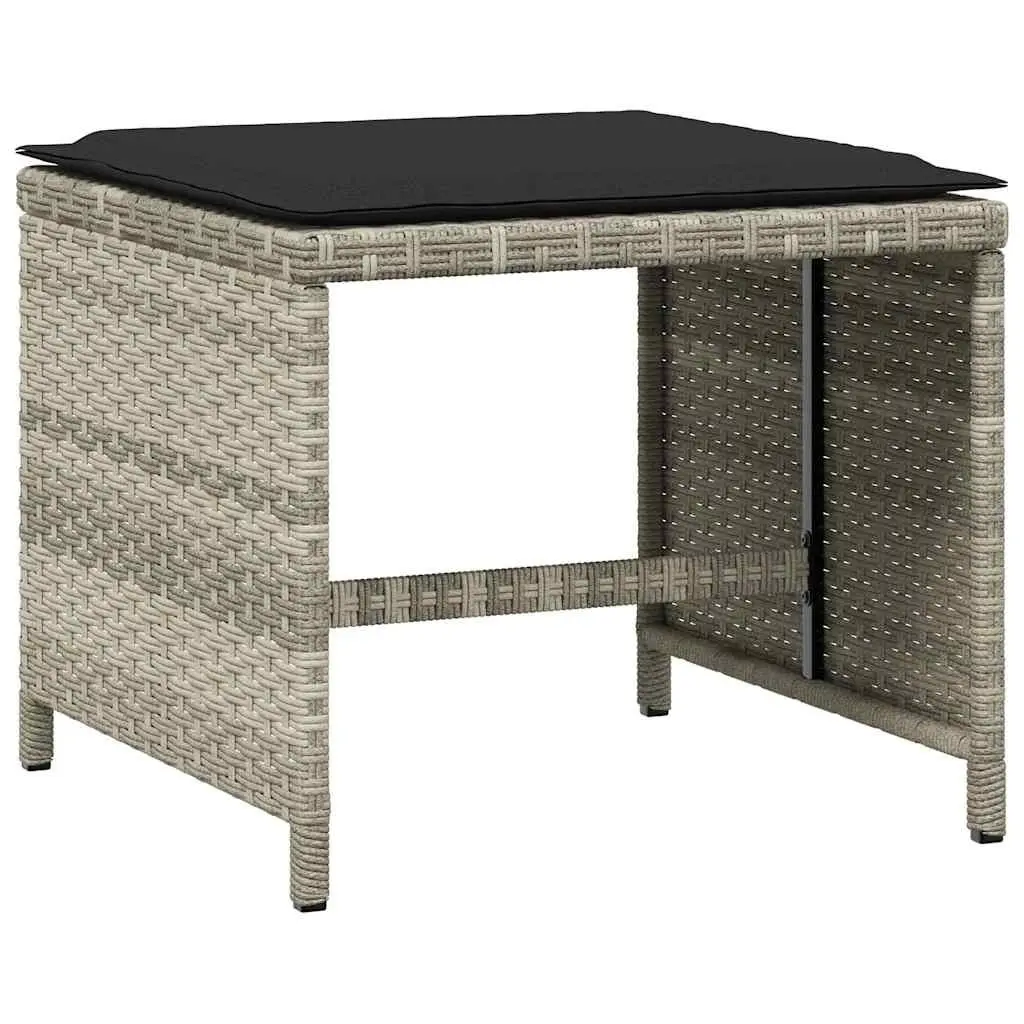 Garden Dining Set PE Rattan 11 Piece Light Grey with Cushions