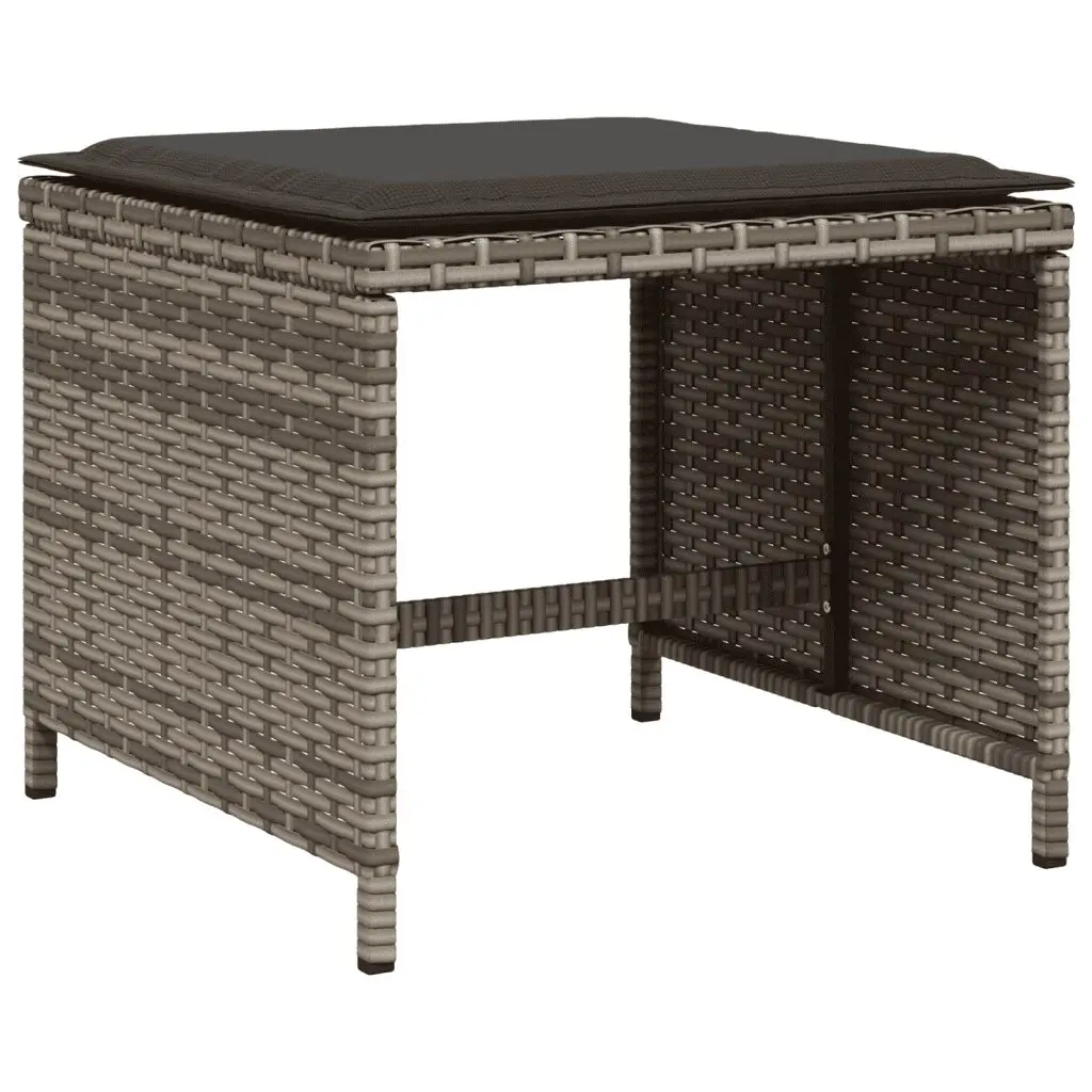 Outdoor Furniture Set Grey Poly Rattan 17 Piece Patio Table Chairs with Cushions