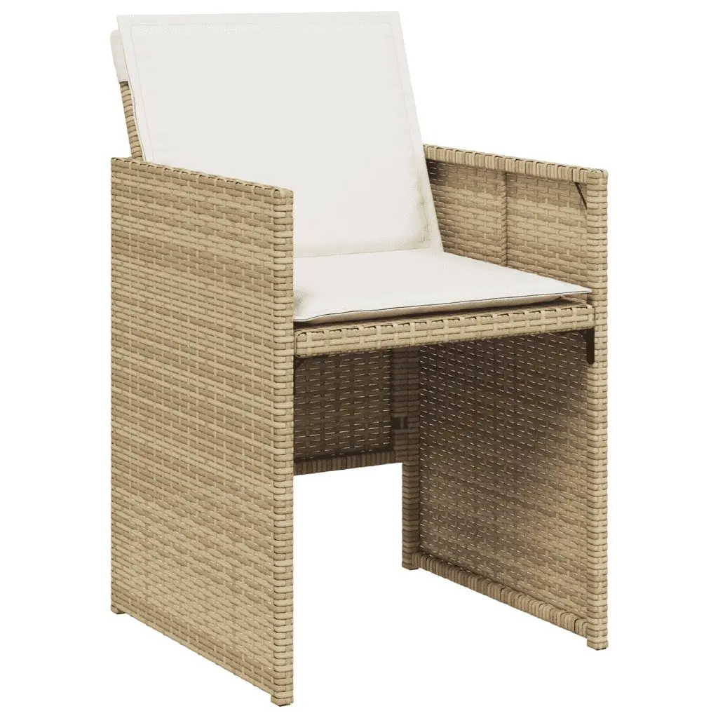 Outdoor Dining Set 9 Piece Garden Furniture Beige PE Rattan Chairs Table Patio
