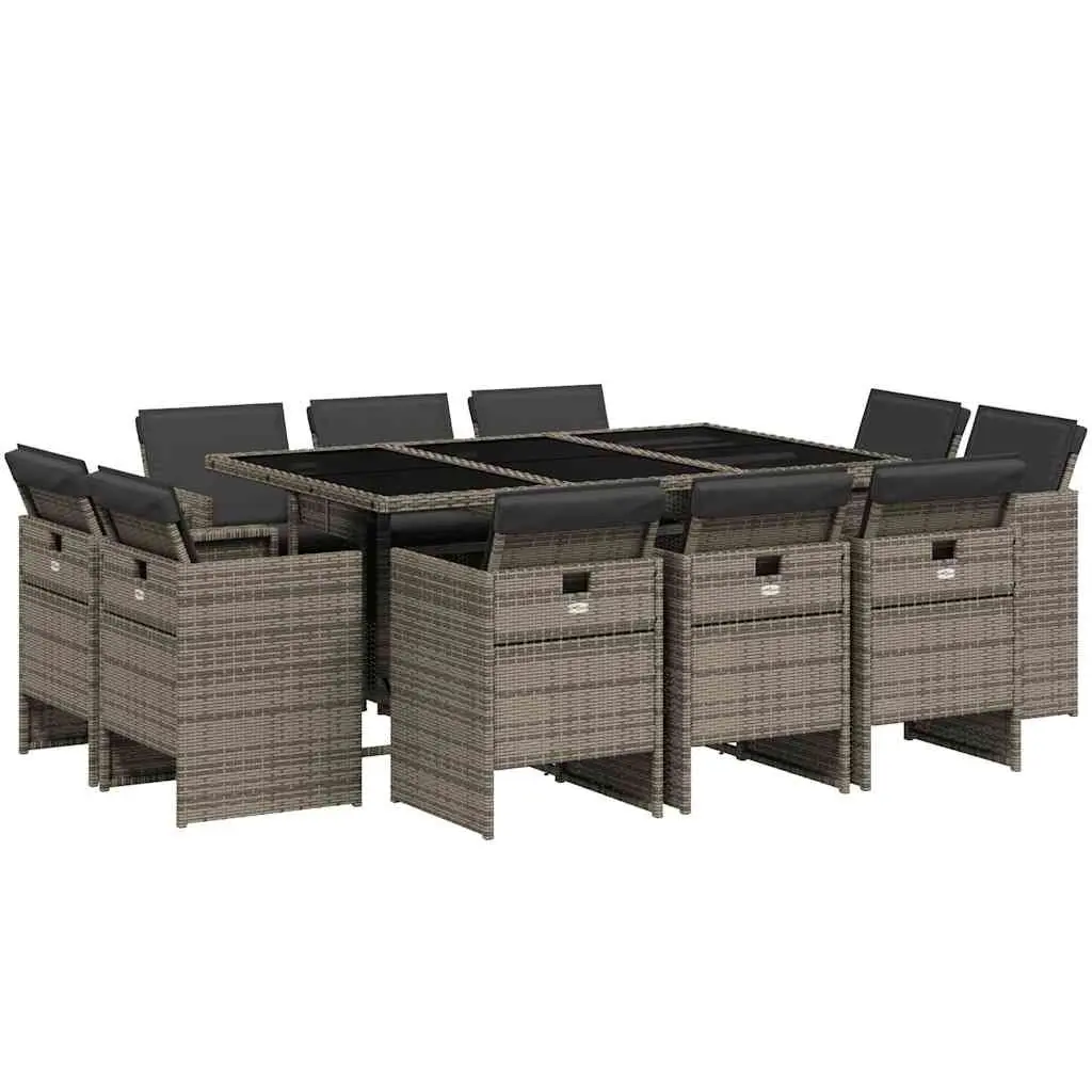 11-Piece Grey Dining Set for Outdoor Use