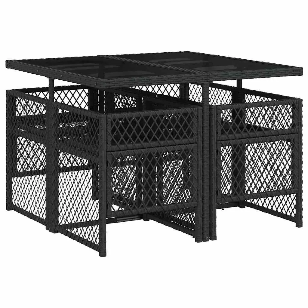 Outdoor Dining Set 5 Piece Garden Furniture Black PE Rattan Table Chairs