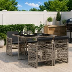 Practical Grey Poly Rattan Garden Dining Set for Outdoor Use