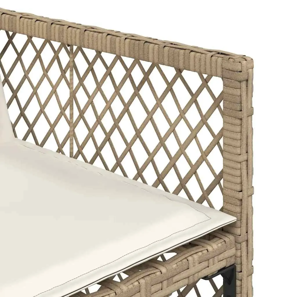 Garden Dining Set PE Rattan 5 Piece Outdoor Furniture Beige with Tempered Glass Table and Cushions