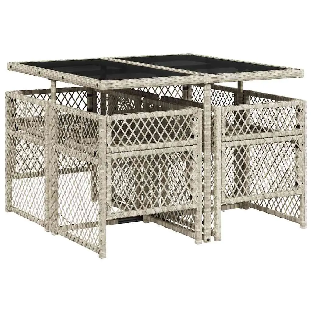 Garden Dining Set 5 Piece Outdoor Furniture Grey Poly Rattan Cushioned Patio