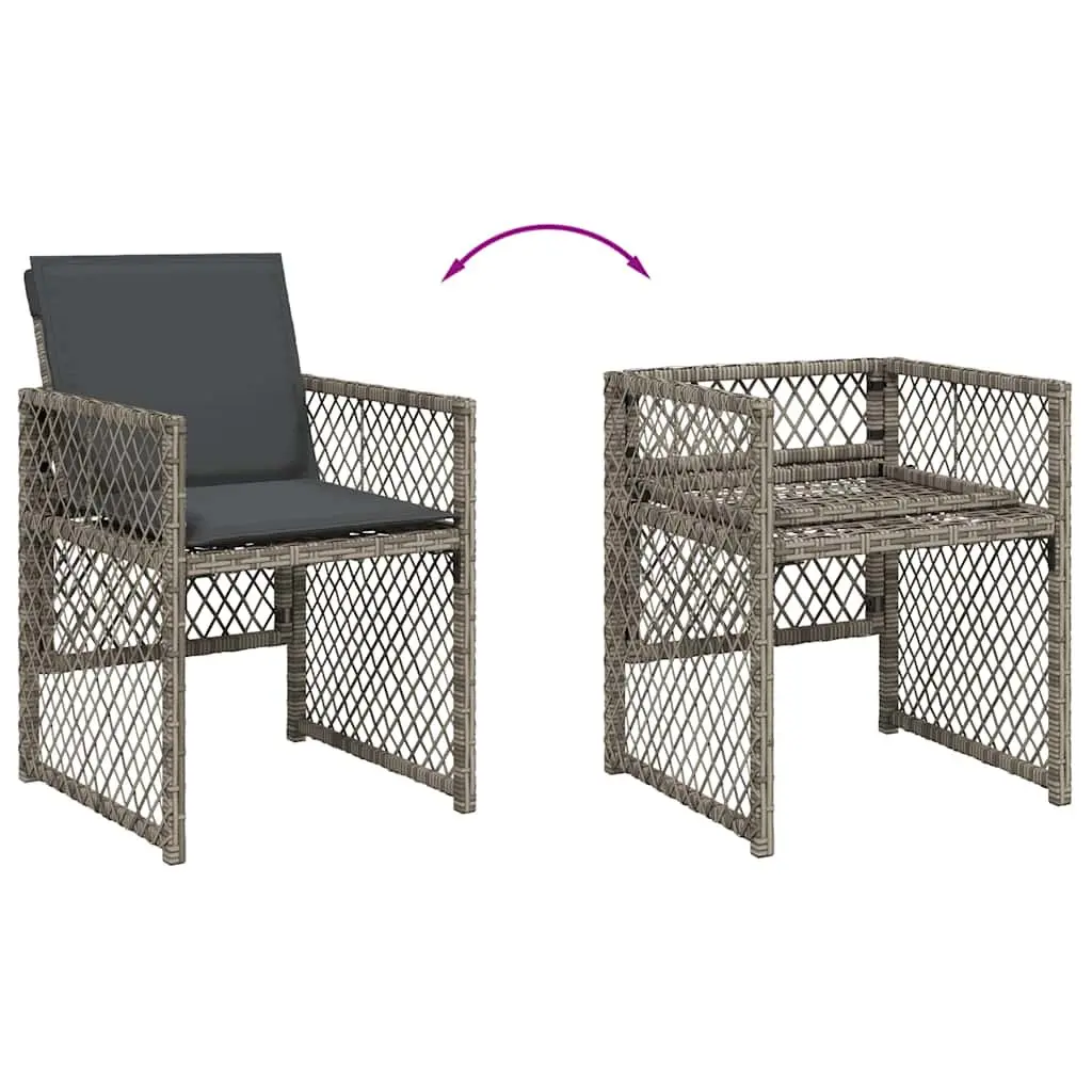 Garden Dining Set Poly Rattan 7 Piece Outdoor Furniture Grey Table Chairs